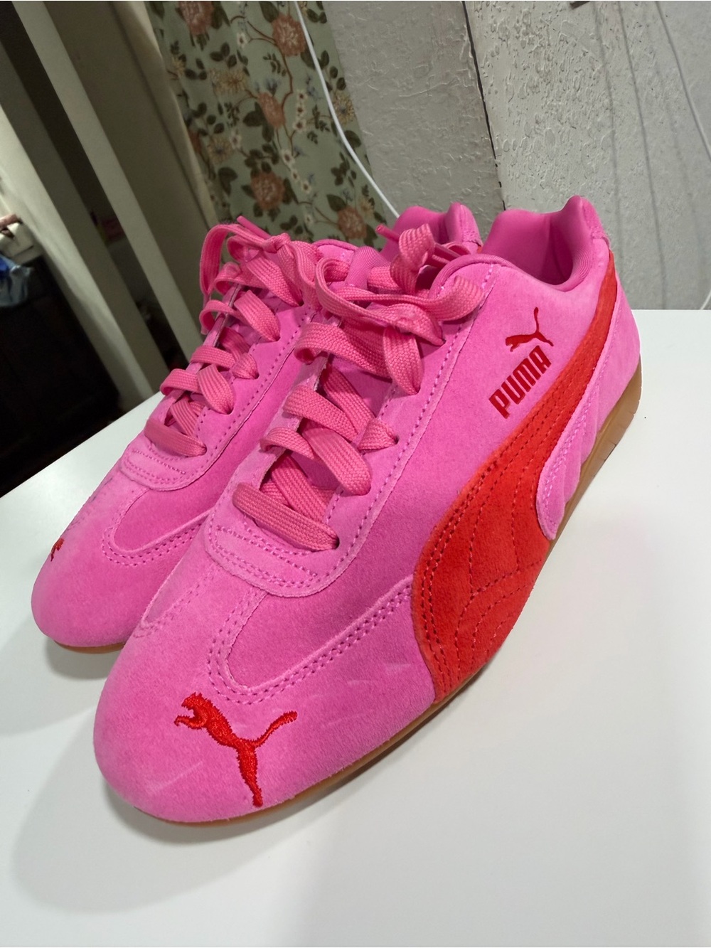 Puma Pink and Red Suede Women's Sneakers